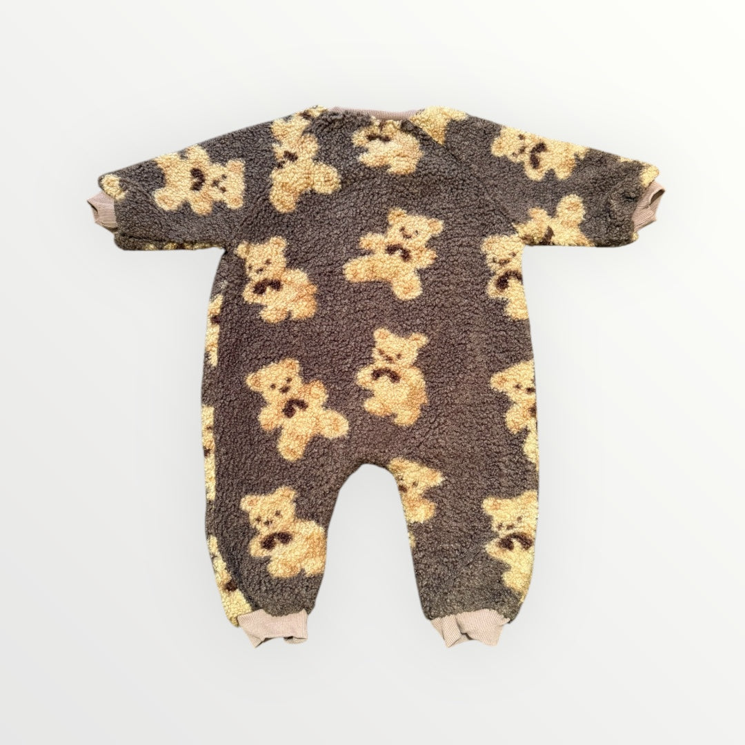 Brown bear fleece romper
