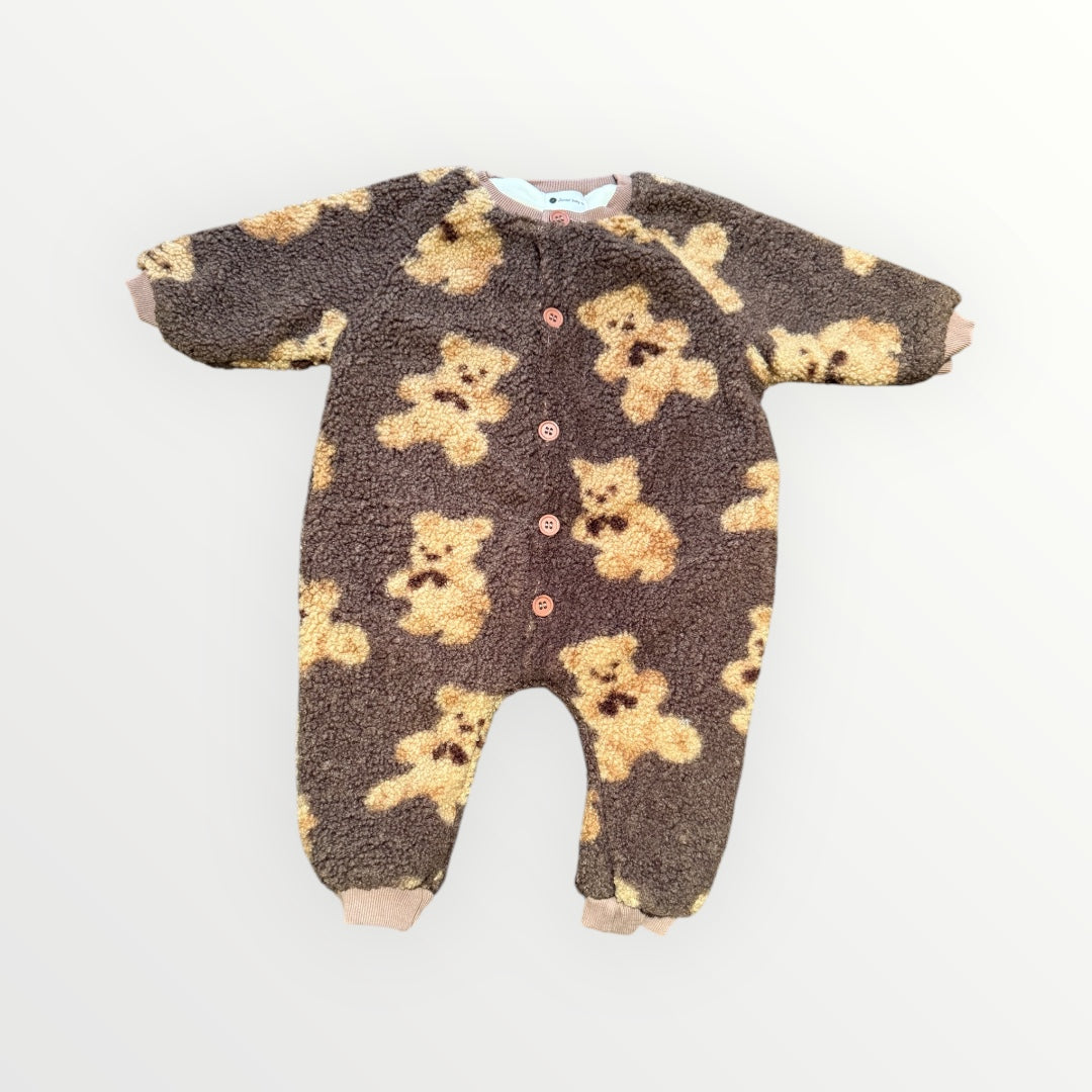 Brown bear fleece romper