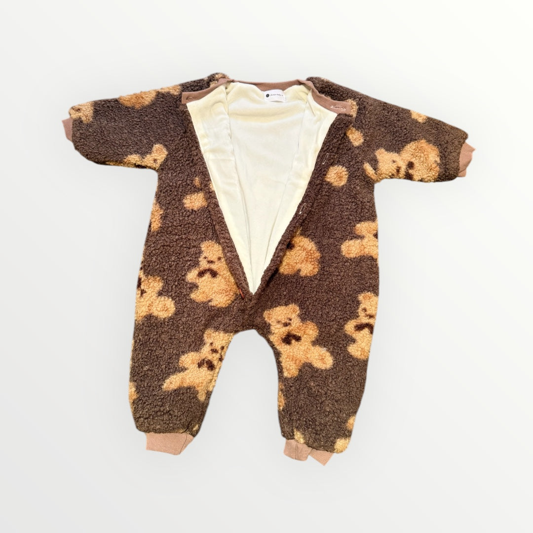 Brown bear fleece romper