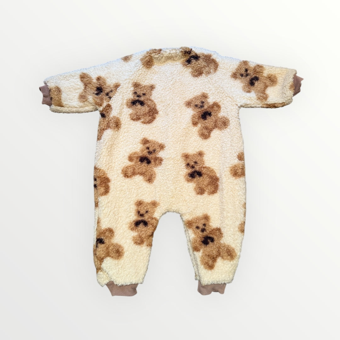 Beige bear fleece romper