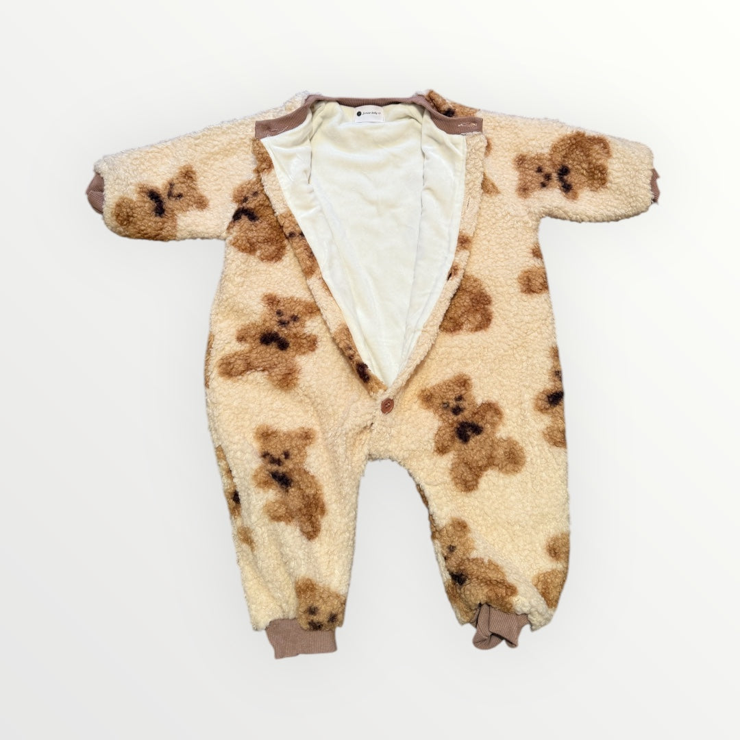 Beige bear fleece romper